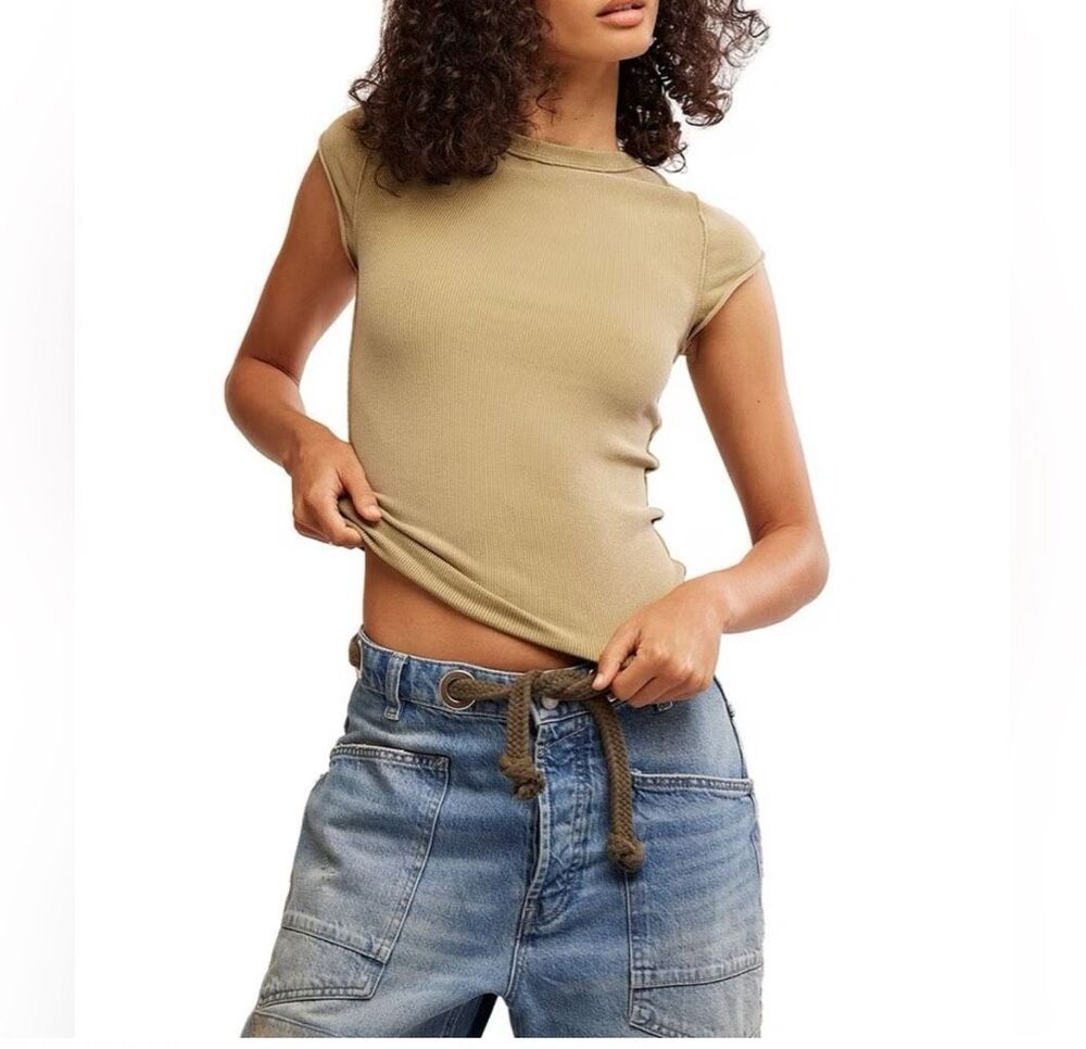Free People We the Free Ever Had Tee in sage green Large NEW